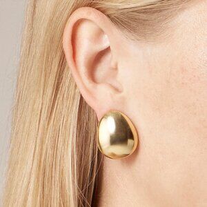 NWT J. Crew Round Stud Earrings Shiny Matte Gold Chunky